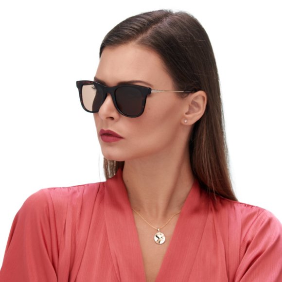 COACH Signature Glitter Logo Grey Silver Gold Square Sunglasses W/ Case - Picture 7 of 16